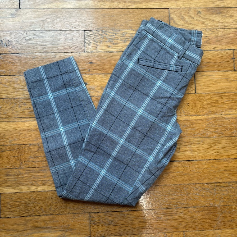 GAP Gray and Blue Dress Pants Tailored Plaid Design